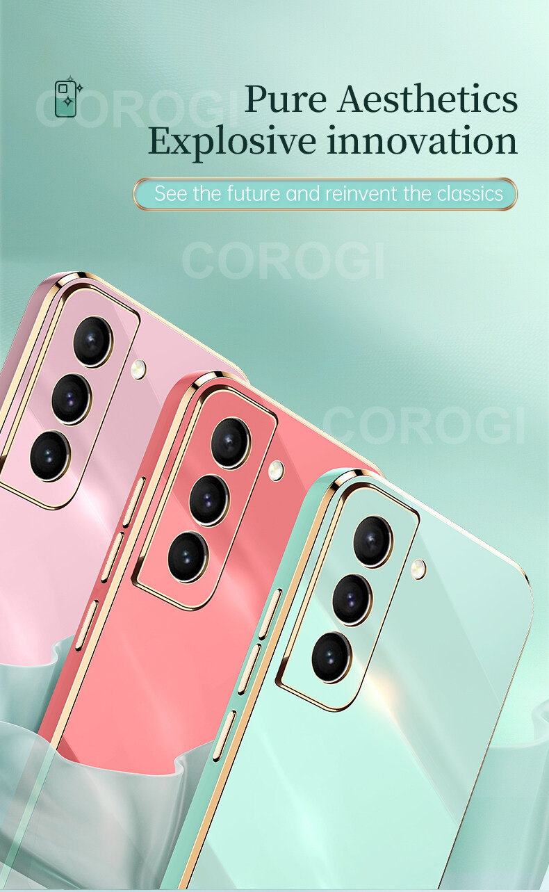For Samsung Galaxy S22 Plus Back Cover Fashion Shiny Plating Square Bumper Camera Protection Case Soft Silicone Shockproof Protective Mobile Phone Cases. 