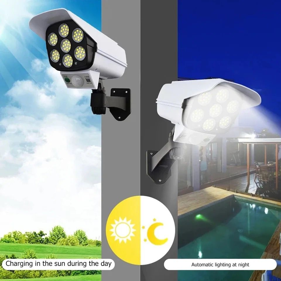 3 Modes LED Monitoring Fake Security Camera Solar Lights Outdoor Body