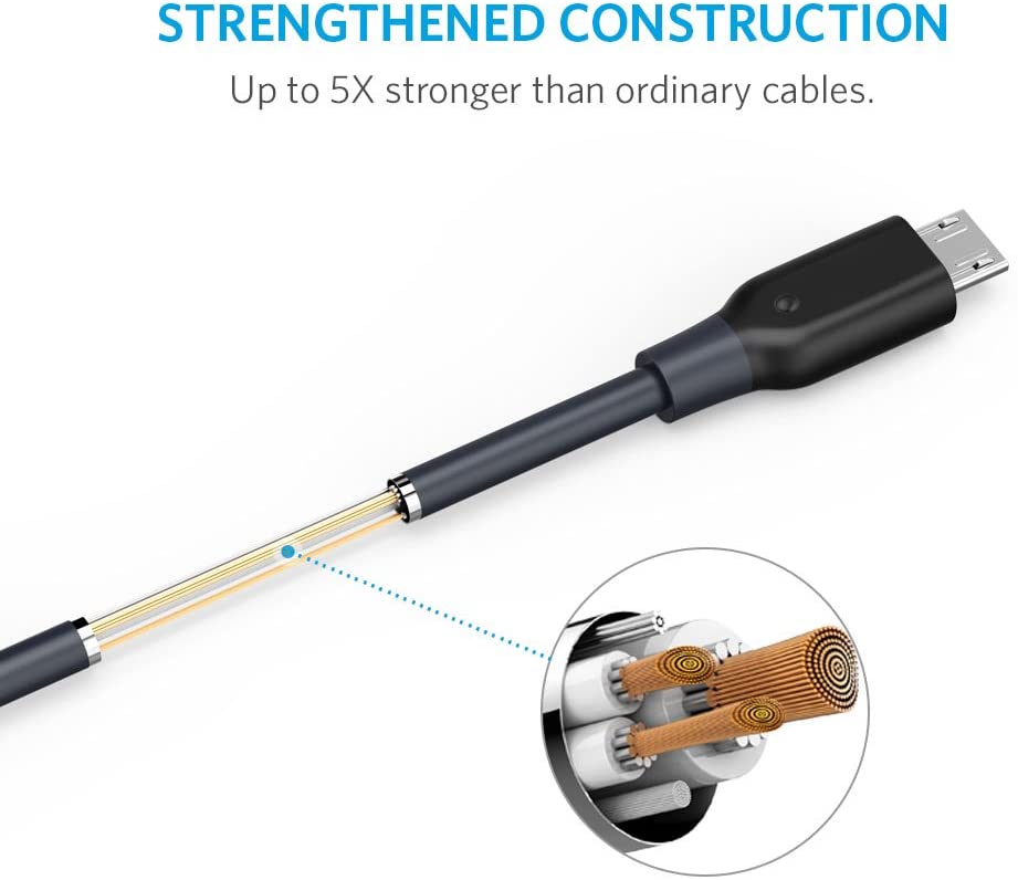 Anker PowerLine Micro USB (3ft) - Durable Charging Cable, with 5000+ Bend Lifespan for Samsung, Nexus, LG, Motorola, Android Smartphones and More Devices 100% Genuine  ( 06 Months Official Warrenty ). 