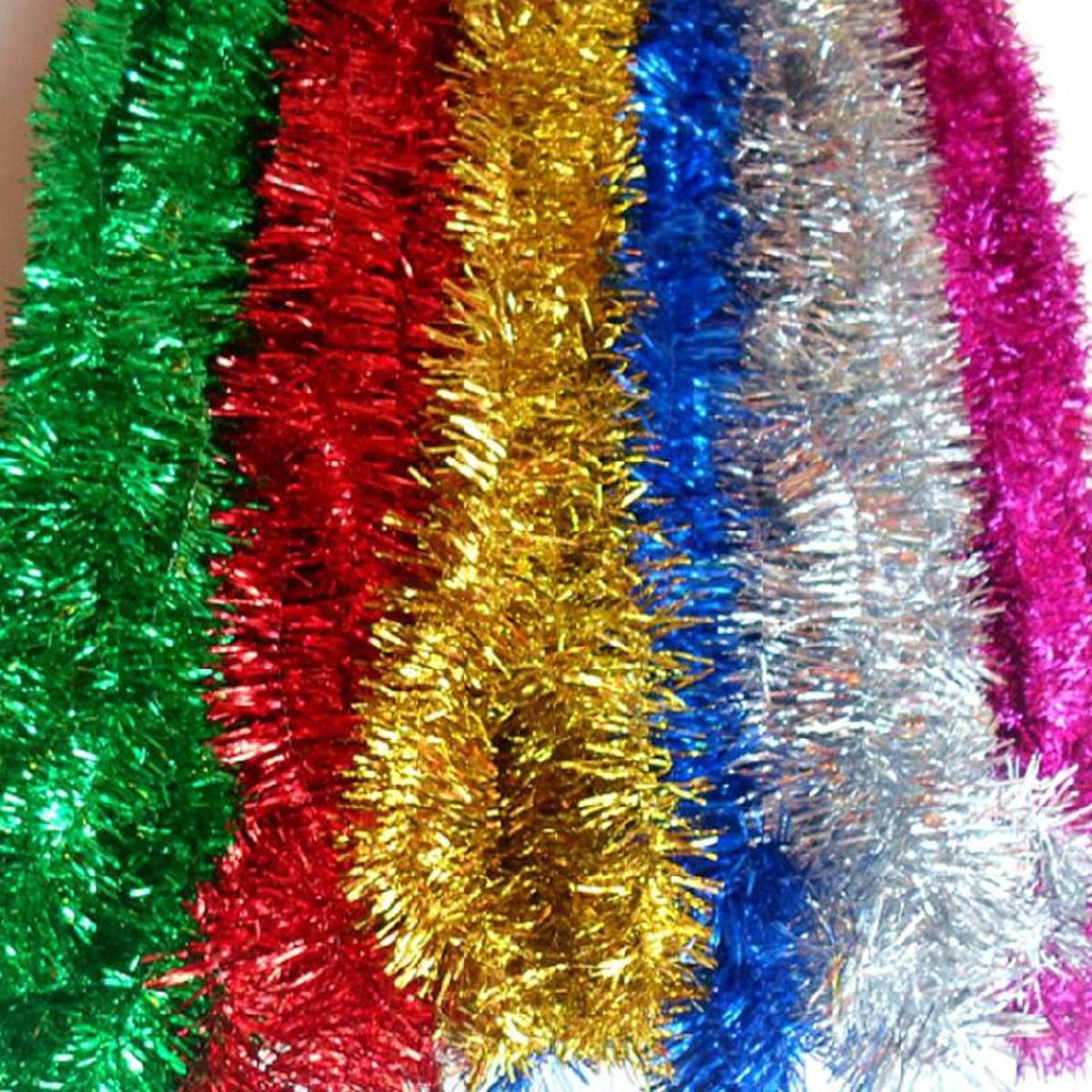 2 Meters Plastic Color Streamers Wall Christmas Tree Surround Ribbon Christmas Garland Decoration Wedding Party Supplies 6pcs