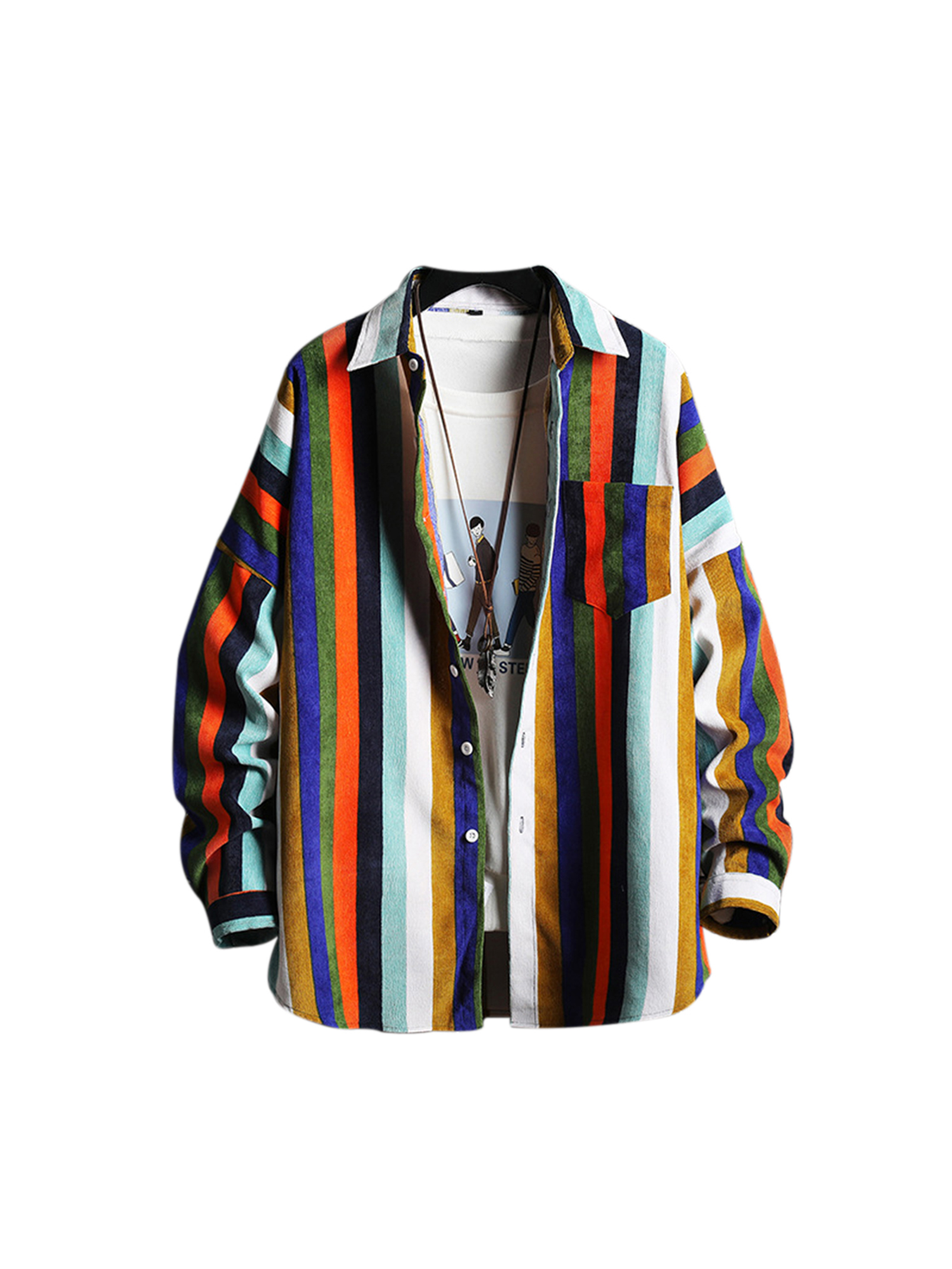 men's colorful striped long sleeve shirt
