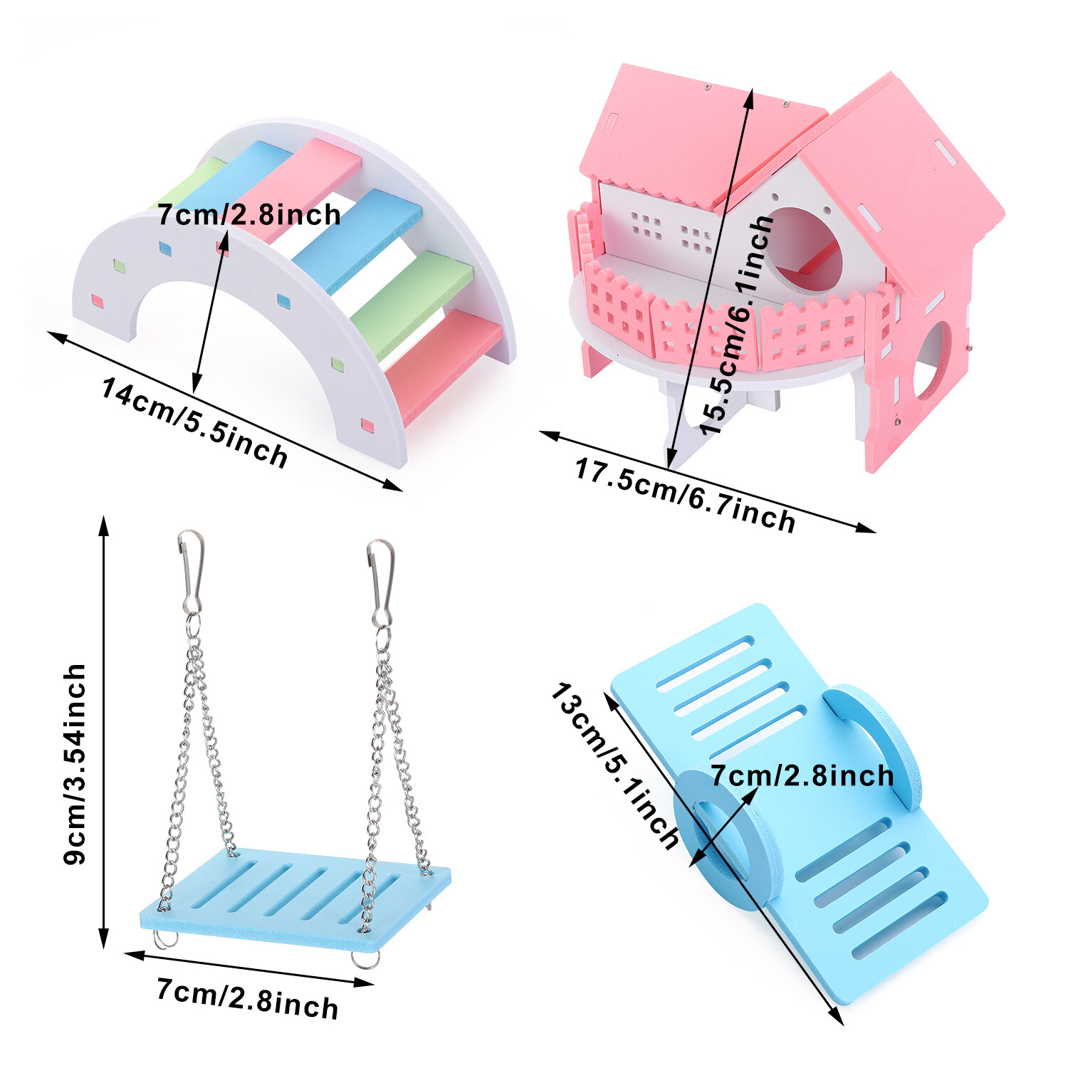 Exercise Play Toys Swing Small Animal Hedgehog Gerbil Hamsters House Pet Sport Exercise Toys Set Rainbow Bridge. 