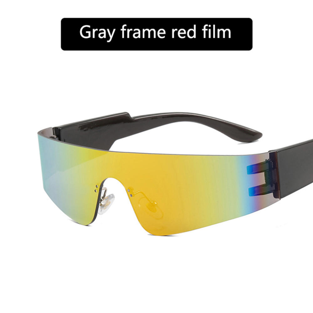 Women's Colorful Sunglasses Men's One-piece Sunglasses Punk Eyewear Trendy Goggles Sport Sunglasses. 