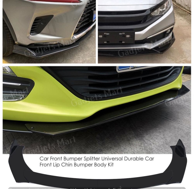 Universal Front Bumper Lip Kit, Car Front Bumper Spoiler Body Kit Splitter Trim Protection Spoiler Compatible with Mercedes Benz/Toyota/LEXUS/Vauxhall Opel. 