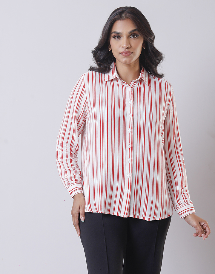 Spring & Summer Striped Long Sleeves Button Down Shirt