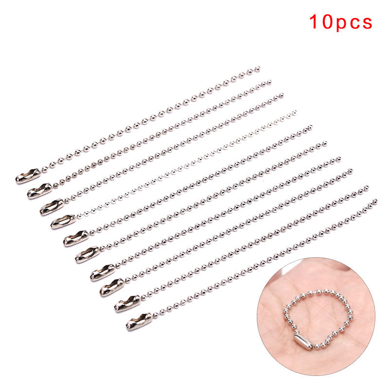 100pcs 4 10cm Silvery Tone Chains Alloy Connector Ball Beads Tag Clasp Keychain - Foto 8