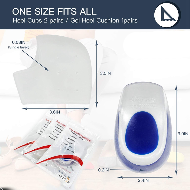 3 Pairs Heel Cups, Plantar Fasciitis Inserts Pads, Gel Heel Cushion, Silicone Heel Protectors, Great for Plantar Fasciitis, Achilles Tendinitis & Heel Sore, for Women & Men. 