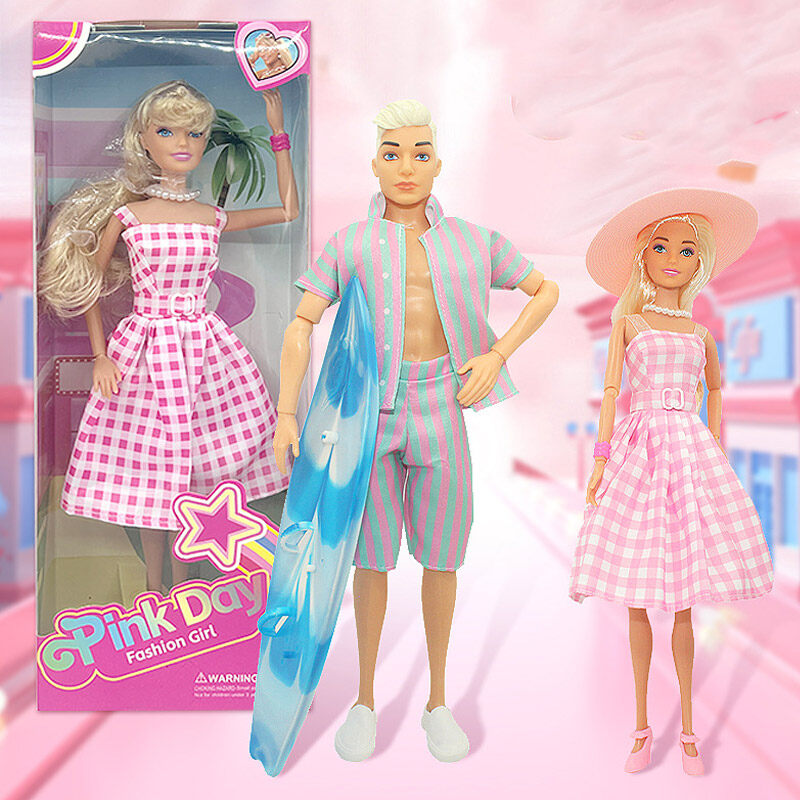 Barbie Ken Doll Wearing Pastel Striped Beach Matching Set Kids