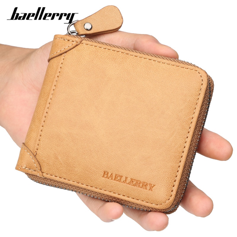Baellerry Casual Style Zipper Men Wallets Card Holder Small Wallet Male Synthetic Leather Man Purse  Pur's Carteira. 