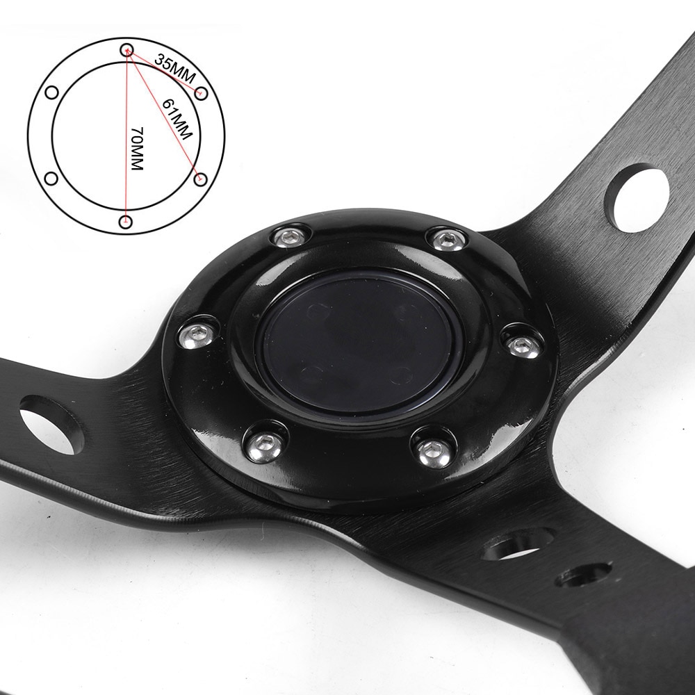 14inch 350mm Racing PU Leather Steering Wheel Aluminum Alloy Deep Corn Dish Sport Drifting Steering Wheels Universal（black）. 
