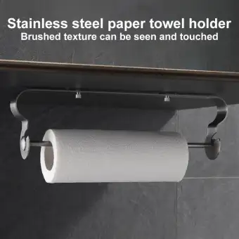 Paper Towel Holder Under Cabinet Adhesive Rack Stainless Steel No