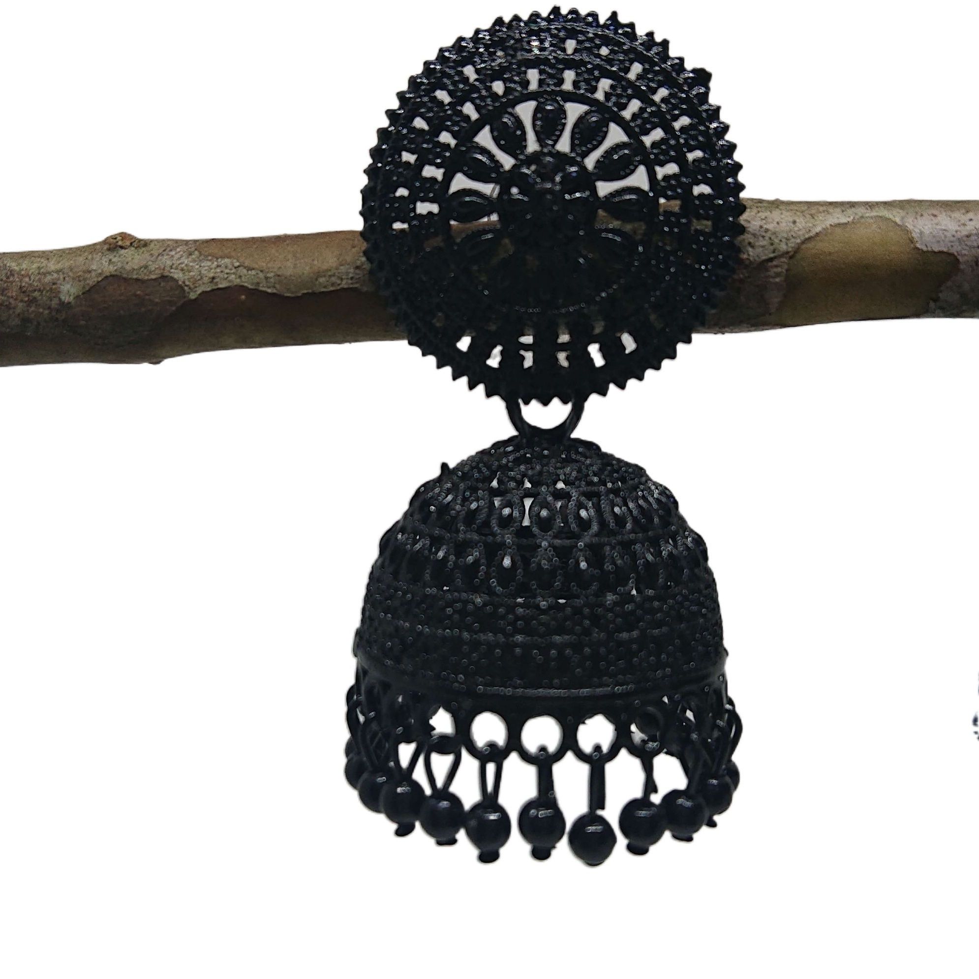 Traditional Jhumka earrings, Elegant, Unique, Indian & Pakistani Jewelry, Party and Casual Wear, Coated Matt Black Jhumka Jhumki LIMITED EDITION. 