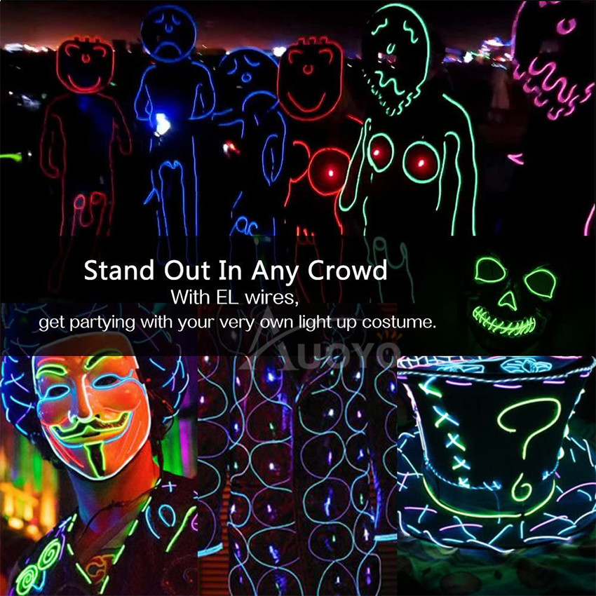 Auoyo 118inches LED EL Strip Light  Lights  Car Interior Decoration Strips Neon for Party Bar Christmas Halloween Decorative lights. 