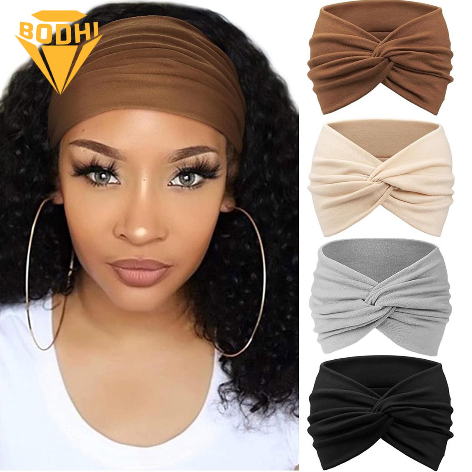 Hygroscopic Hair Accessory 4pcs Stretchy Soft Headband Set Comfortable Elastic Hair Bands in Solid Colors for Women Washable Hair Accessories for Everyday Use Hygroscopic Headband. 