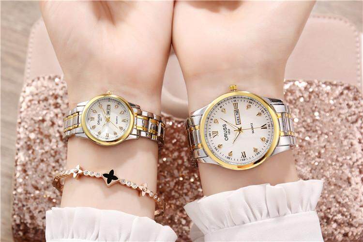 【WEJA】 Relo Buy 1 Take 1 couple watch for men and women automatic Date  water proof Quartz Watches Fashion Elegant Stainless Steel luminous display gold Casual Ladies wristwatch. 