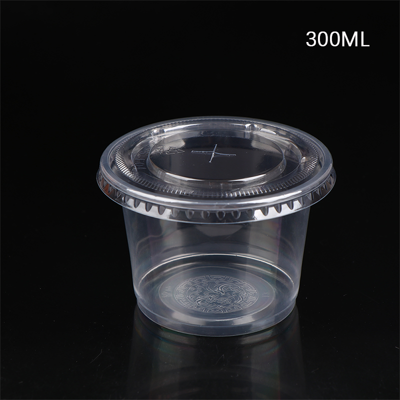 50Pcs 250/300ML Pudding Cups With Lids Plastic Boxes Ice-Cream Dessert Cups Dounp. 