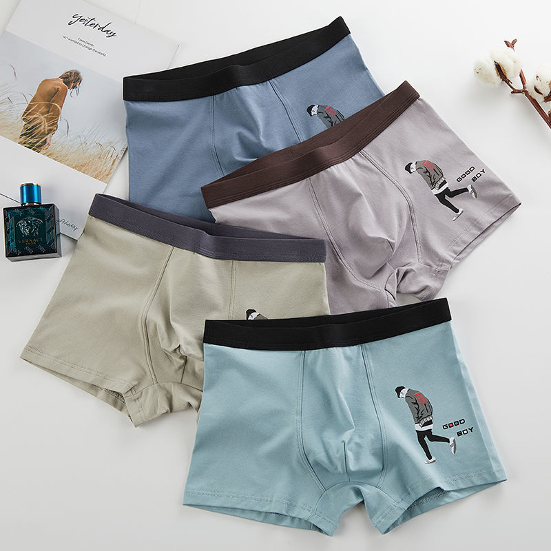 Student Underwear Men's Youth Boys' Underwear Middle School Students Pure Cotton Boxer Shorts Middle and Big Children Boys' Underwear. 