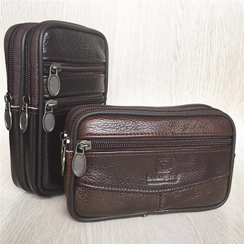 【ALLGOOD】Cow Leather Belt phone bag Unique purse Waist bag for men waist pack Leather Purses and bags Hang purse purse. 