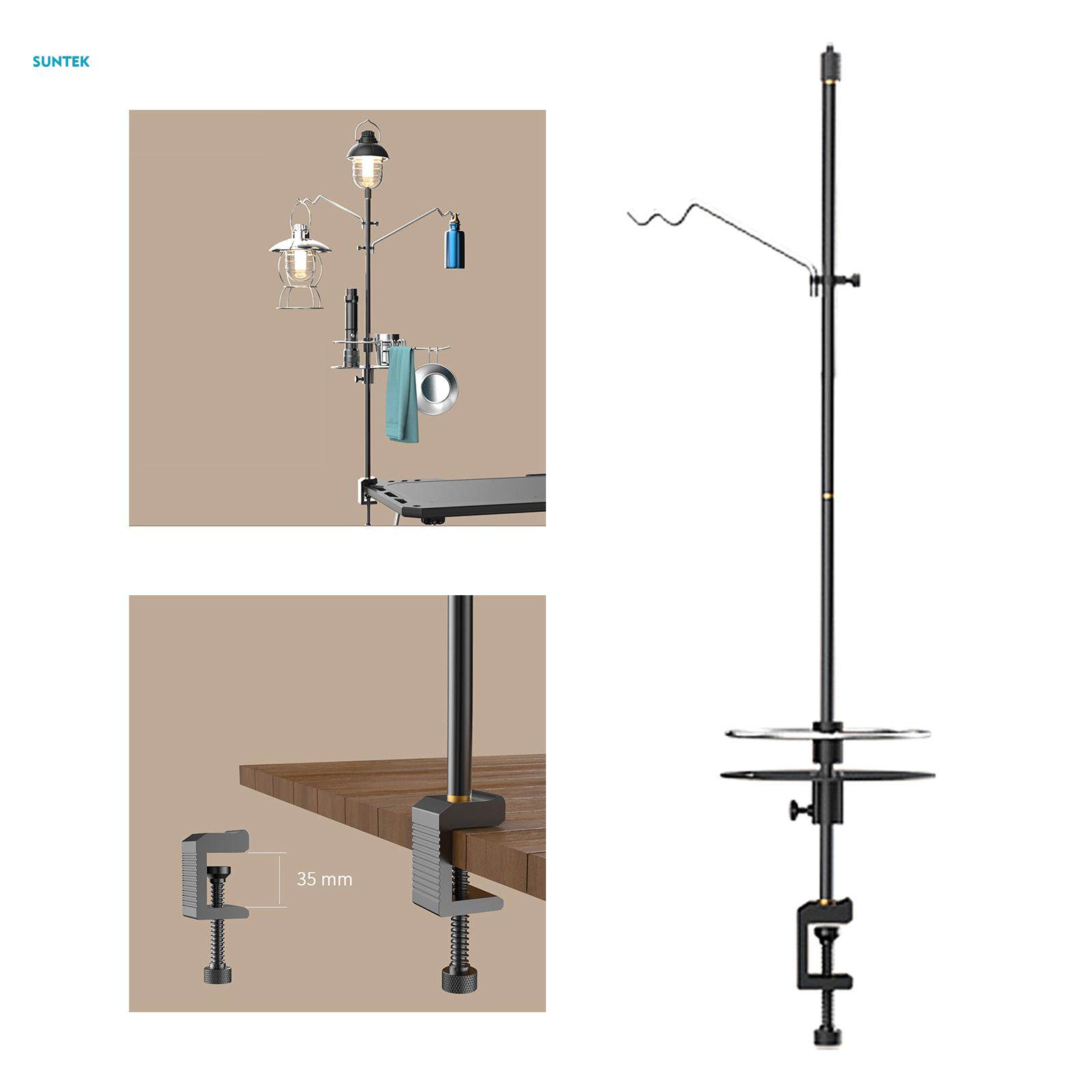 Camping Lantern Stand, Lantern Pole Hanger, Detachable Adjustable Light Holder, Camping Light Pole, for Fishing BBQ Backpacking Traveling Garden. 