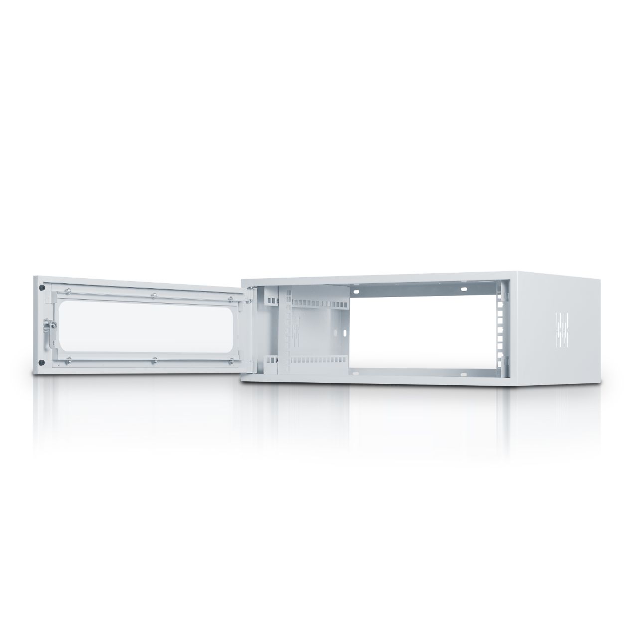 3U Network Rack Dimensions – 600(w)x200(h)x[350/425/600](d)mm Colour – White / Black Colour Code – RAL 9003 / RAL 9004 Finish – Powder Coated Texture Location – Indoor Application – Wall Mounted Rack Unit – 3 Material Type – Zn Coated. 