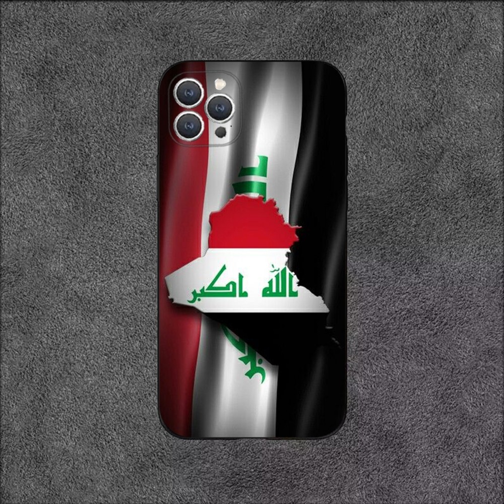 Nation Iraq Flag Map Phone Case For iPhone 16,15,14,13,12,11,Plus,Pro Max,XS,X,XR,SE,Mini,8,7 Soft Silicone Black Cover. 