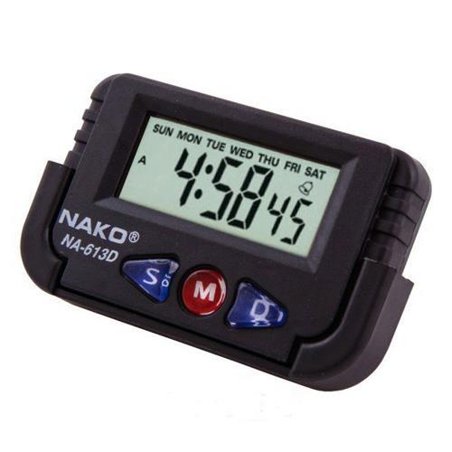 Mini Digital LCD Clock + Alarm Nako NA-613D For Vehicles. 