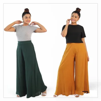 Womens Wide Leg Palazzo Trousers Ladies Flared