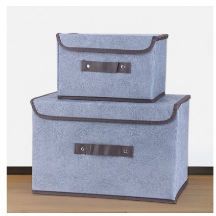 2in1 Plain Color Foldable Storage Box Organizer With Cover set. 