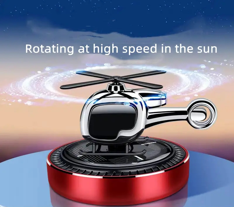 Air Freshener Container Solar Powered Dashboard Ornament PRIVATE HELICOPTER MODEL Perfume Diffuser Car Decoration Aromatherapy CLASIC Airplane Alloy Solar Energy Propeller Blade Rotating Air-craft Car Accessories Interior Decoration. 