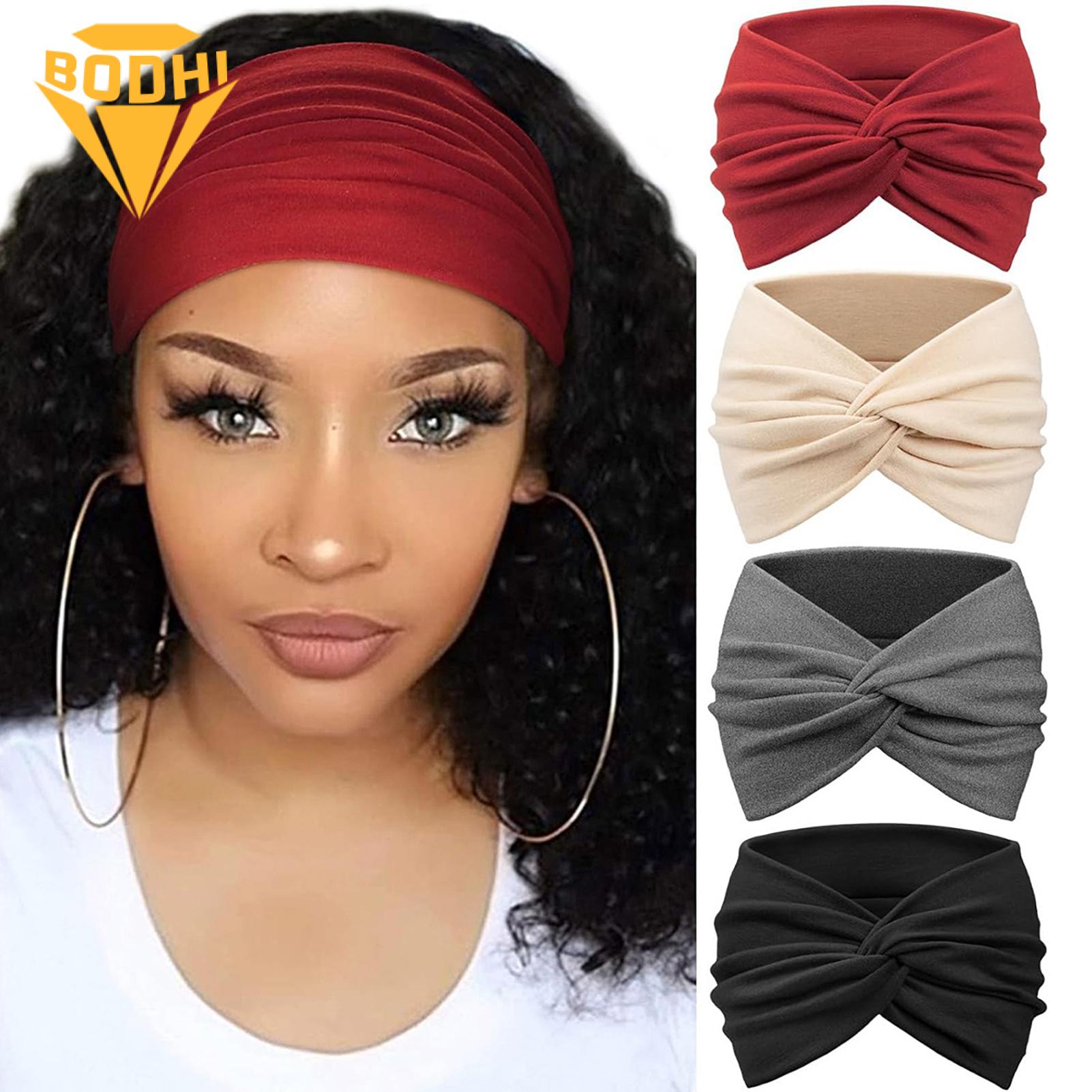 Hygroscopic Hair Accessory 4pcs Stretchy Soft Headband Set Comfortable Elastic Hair Bands in Solid Colors for Women Washable Hair Accessories for Everyday Use Hygroscopic Headband. 