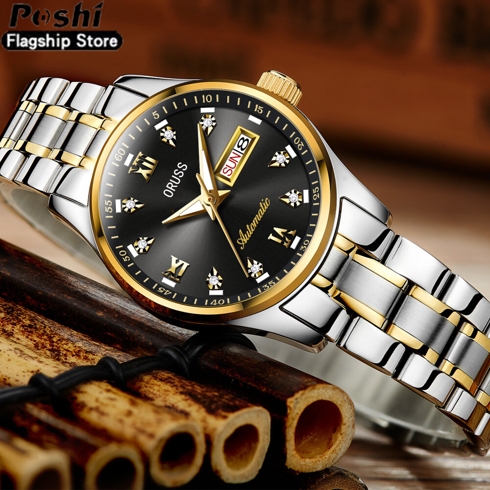 【WEJA】 Relo Buy 1 Take 1 couple watch for men and women automatic Date  water proof Quartz Watches Fashion Elegant Stainless Steel luminous display gold Casual Ladies wristwatch. 