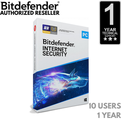 Original BitDefender Internet Security 2025 Antivirus Software for Windows 7 with Service Pack 1, Windows 8.1, Windows 10 and Windows 11 with VPN (1 Year,  10 Device, Email Delivery)