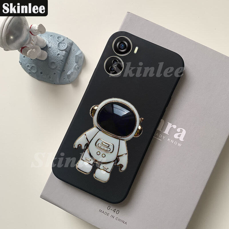 Phone Case ZTE Blade V40 DESIGN Back Cover Soft Rubber Cases + Astronaut Stereo Stand Spaceman Slot Holder Casing for ZTE Blade V40 Design Cover Cases