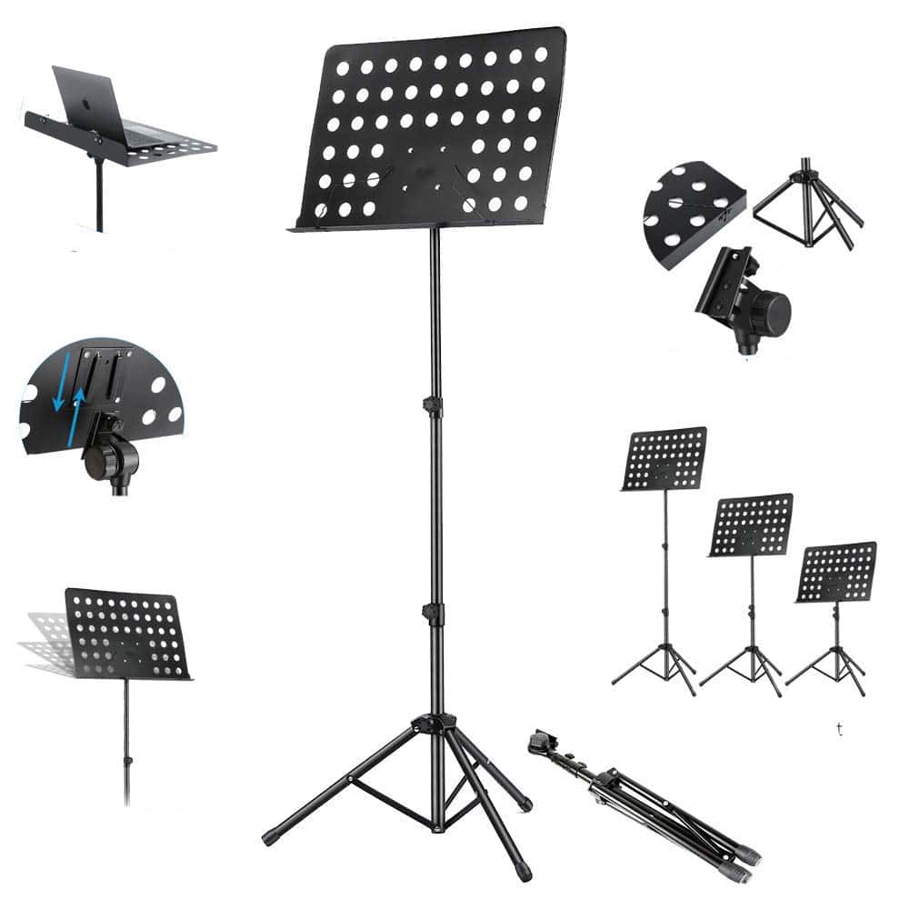 Music Stand 2 in 1 Dual-Use Desktop Book Stand - Musical Instrument Music Sheet Stand for Singing Book Notes Holder Notation Stand, Adjustable Book/music Sheet Stand - 1.5 Inch Platform Tray, Heavy Duty Orchestral Music Stand Holder Height Adjustable
