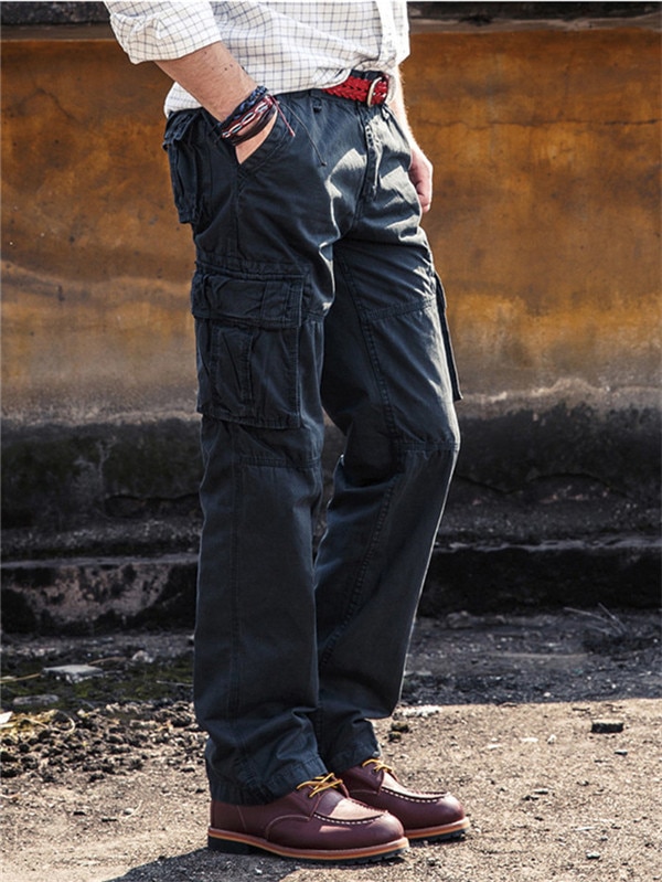 Cargo Pants Mens Casual Multi Pockets 
