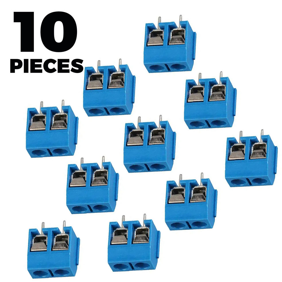 10Pcs (Pieces) 5mm Pitch 2 Pin PCB Mount Screw Terminal Block Connector ...