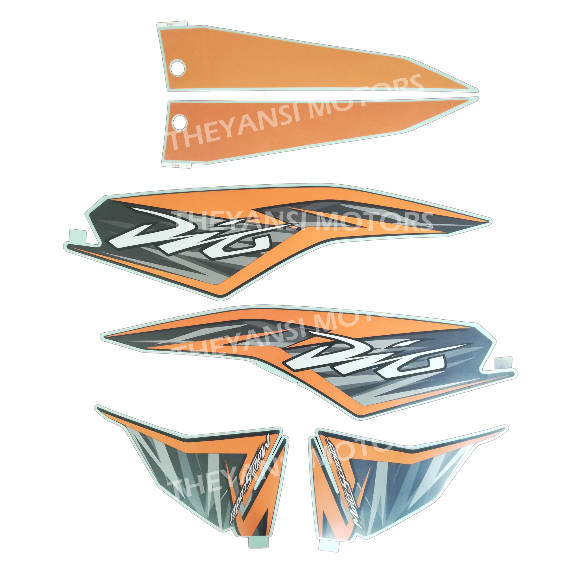 Complete sticker kit Honda Dio bs4 Vibrent Orange color. 