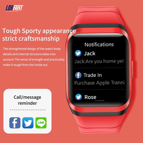 LOKMAT ZEUS 2 Smartwatch 1.69'' TFT Full Touch Screen GPS Sport Bracelet Heart Rate, Blood Oxygen Monitor - Red. 
