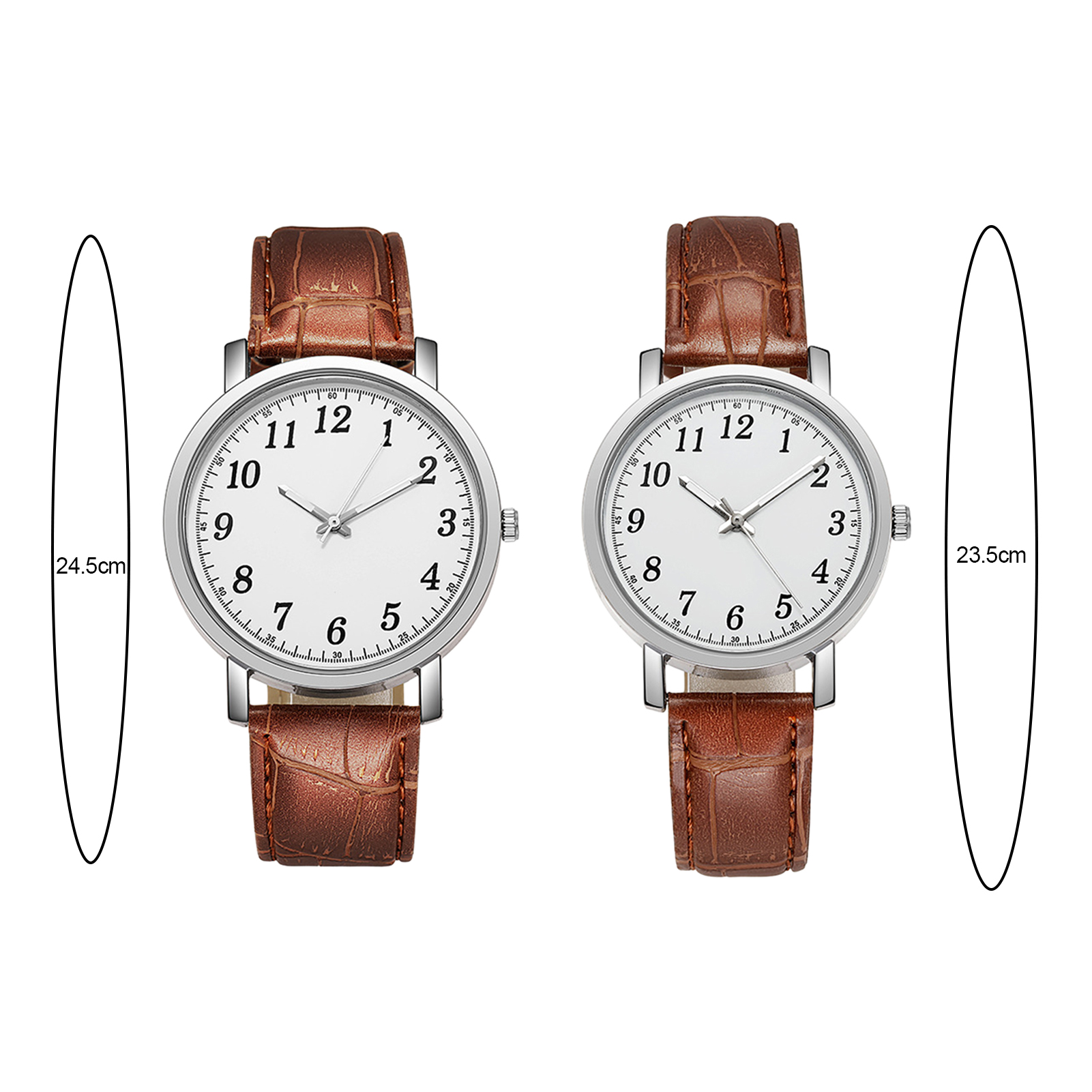 Couple Watch Round Battery Operated Faux Leather Strap Elegant 3-Hand Birthday Gift Adjustable Men Women Quartz Wrist Watch Fashion Jewelry. 