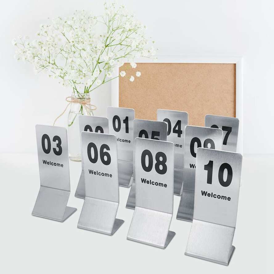 Stainless Steel 1-10 Double-side able Numbers Props for Wedding Party Decoration. 