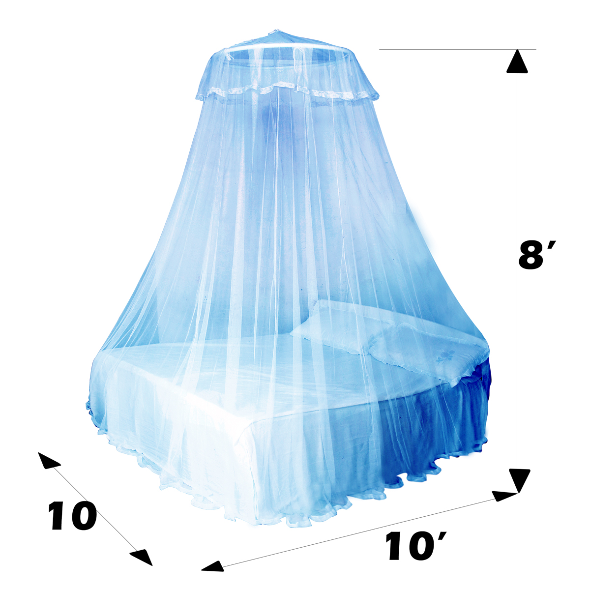C four Nova Round framed Side Open Mosquito Net for Super Twin Bed ( 10 x 6 ). 