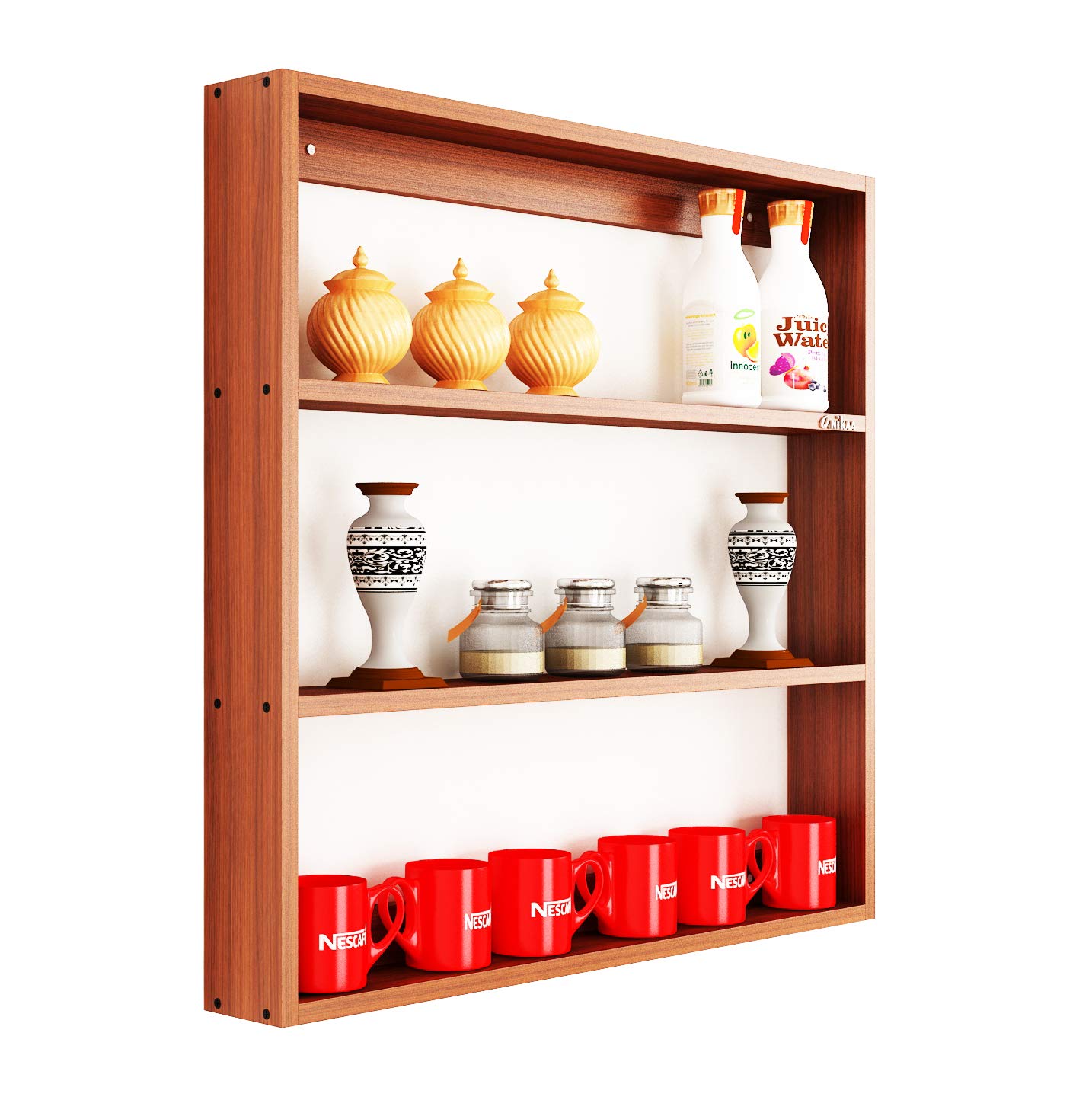 VTEC Kitchen Wall Rack / Spices Rack / Multipurpose / Kitchen Furniture / Wall decor / Storage Rack / Bottle Organiser / Open Rack / Kitchen Cabinet. 