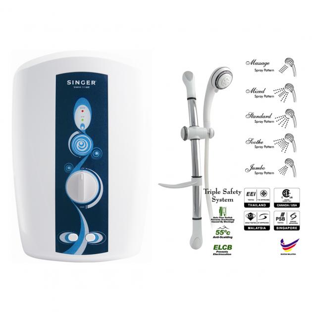 Singer Instant Shower Heater -SWH118E -1 year Singer Company warranty