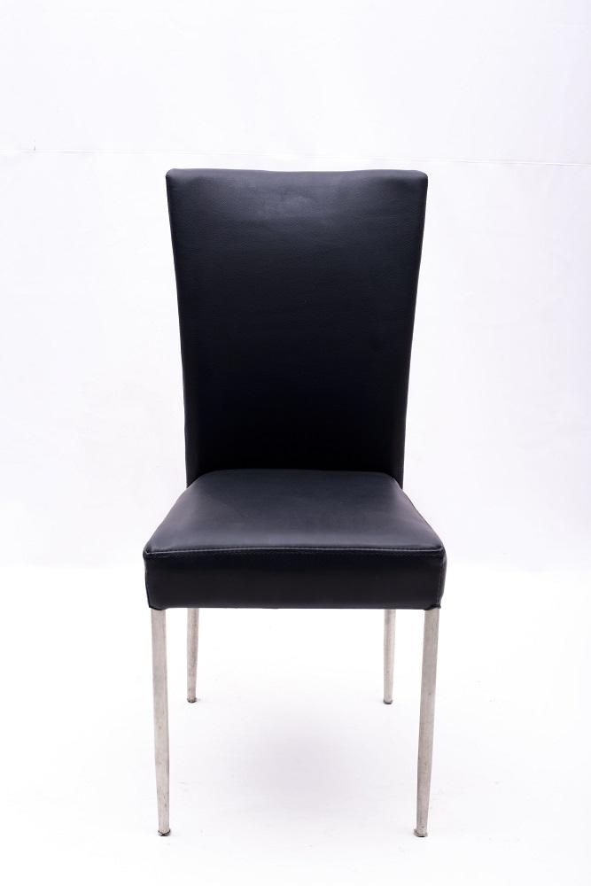 Modern Dining Chair with Black Vinyl Upholstery