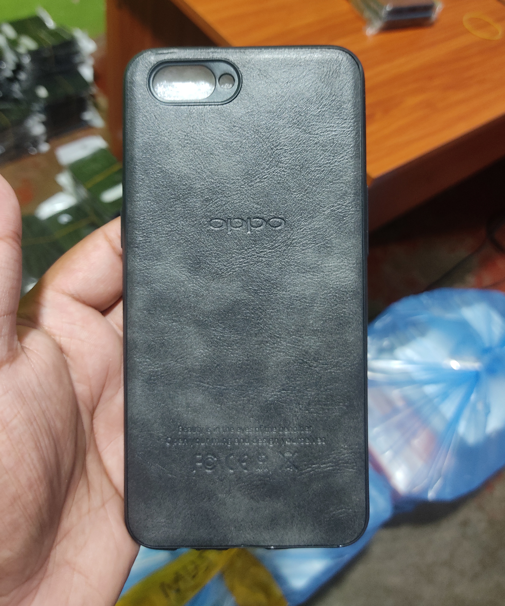 oppo a3s leather back cover