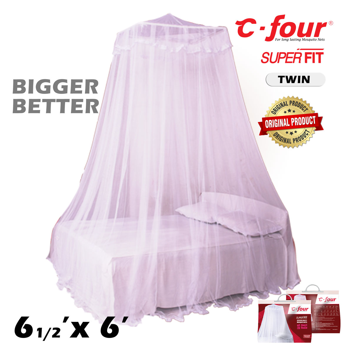 C four Superfit Square framed Mosquito Net for Twin Bed ( 6 x 6 )