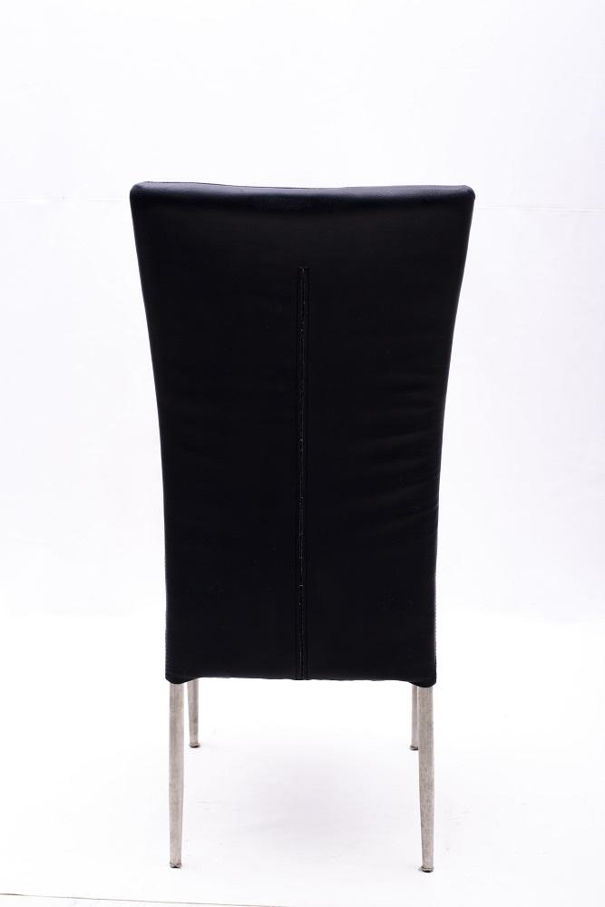 Modern Dining Chair with Black Vinyl Upholstery. 