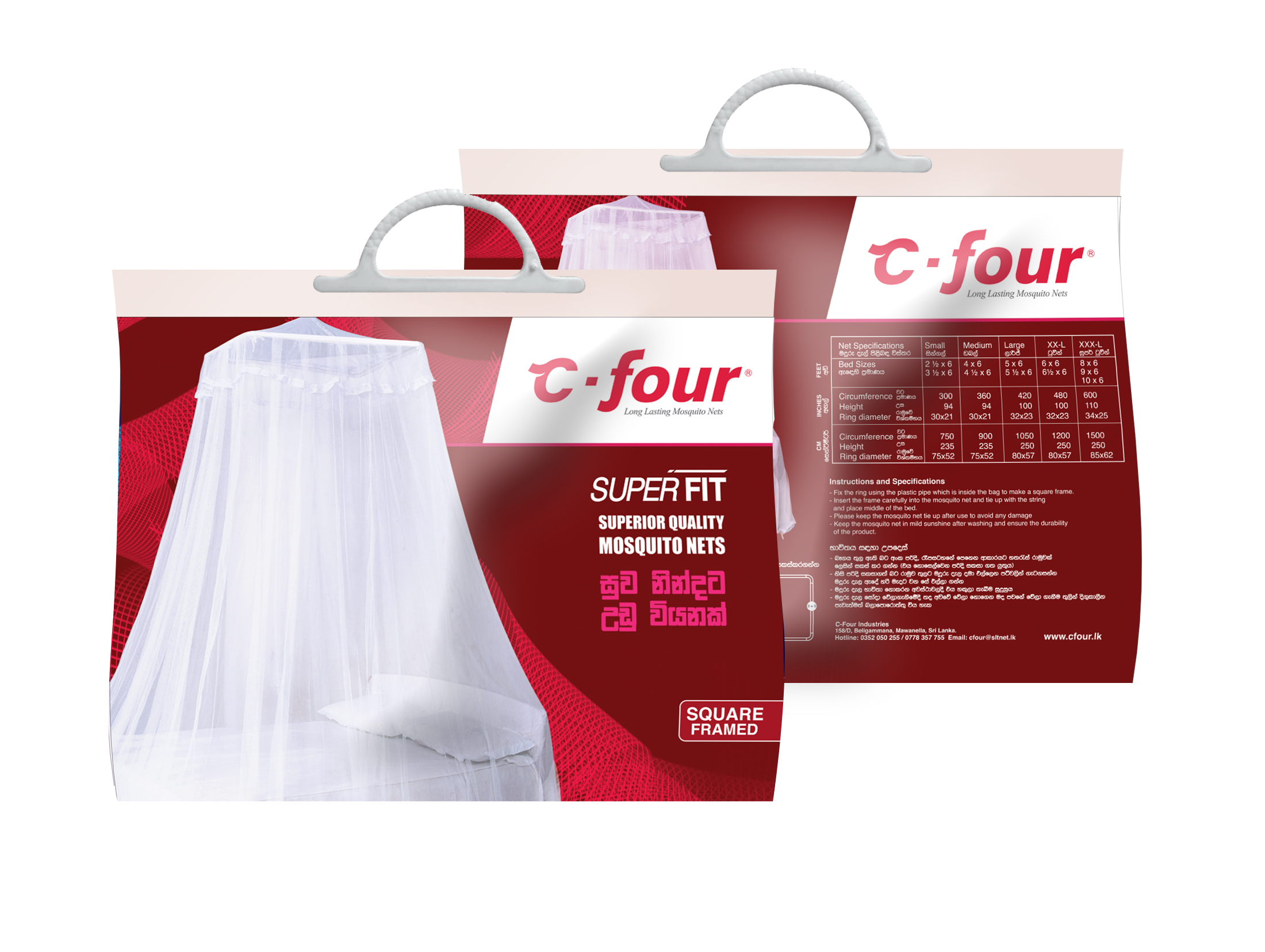 C four Superfit Square framed Mosquito Net for Single Bed ( 3 x 6 ). 