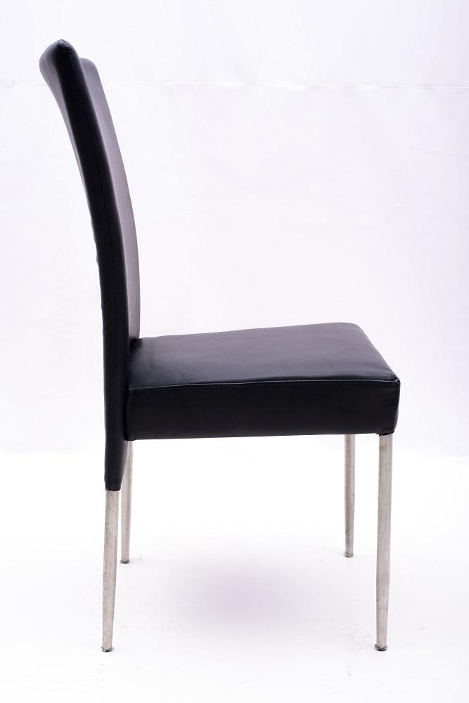 Modern Dining Chair with Black Vinyl Upholstery. 