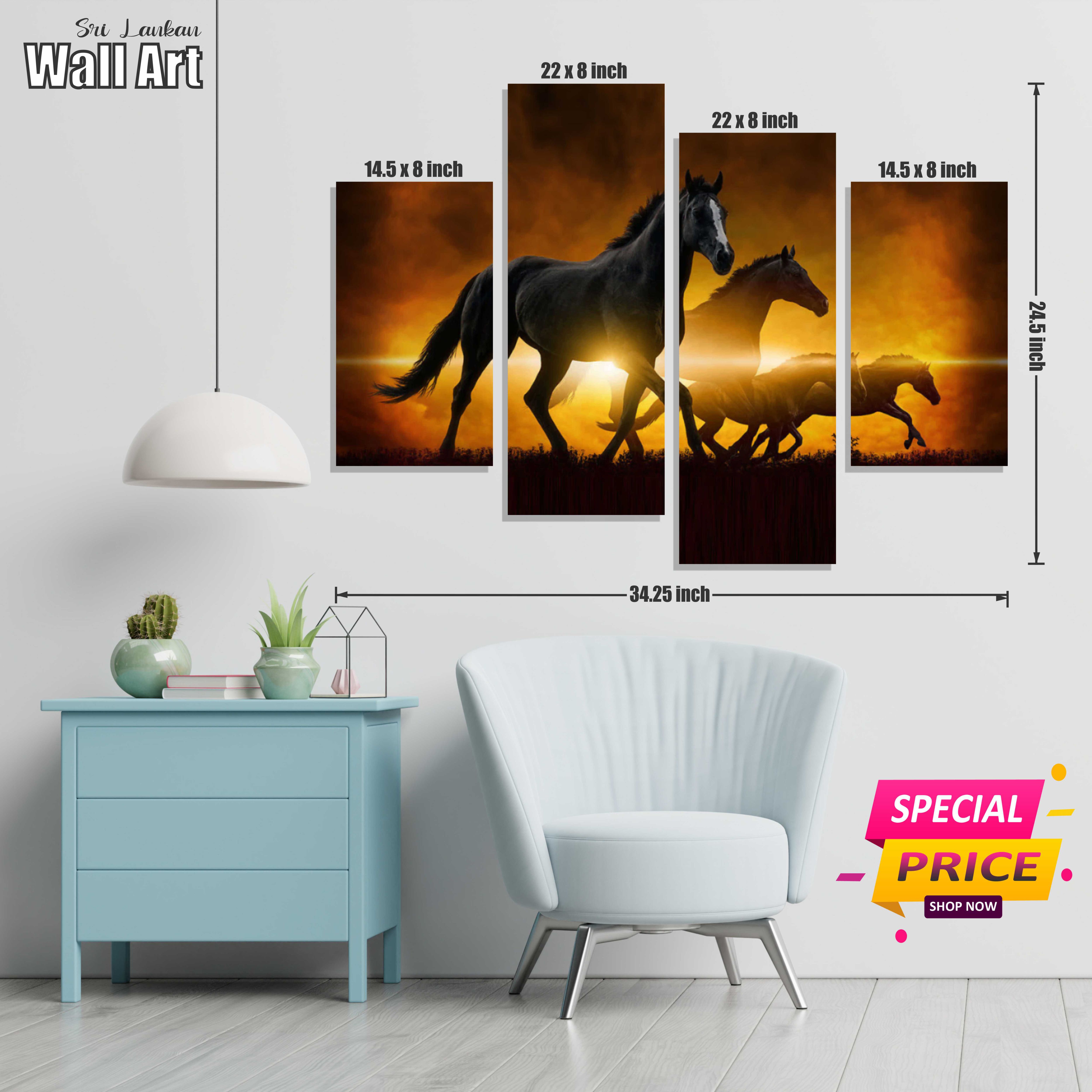 Modern HD Printed Wall Art With Wood Frame Four(4) Pieces Daraz.lk